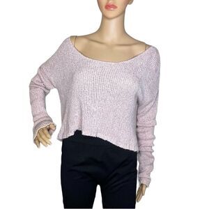 Say What Boatneck Cropped Sweater Blush Pink Size Large